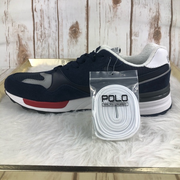 NEW Polo Ralph Lauren Trackster 100 Navy Sneakers - Picture 4 of 12